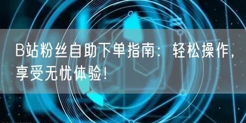 B站粉丝自助下单指南：轻松操作，享受无忧体验！