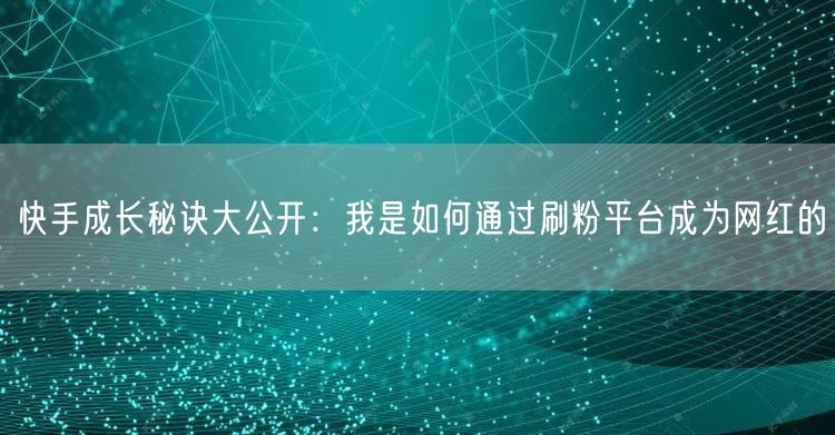 快手成长秘诀大公开：我是如何通过刷粉平台成为网红的