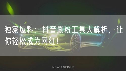 独家爆料：抖音刷粉工具大解析，让你轻松成为网红！