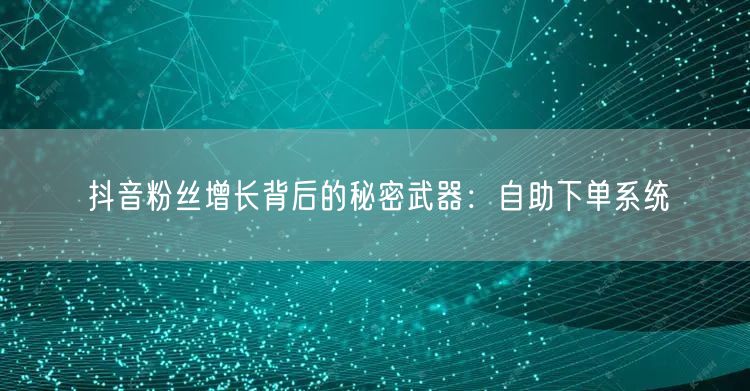 抖音粉丝增长背后的秘密武器：自助下单系统