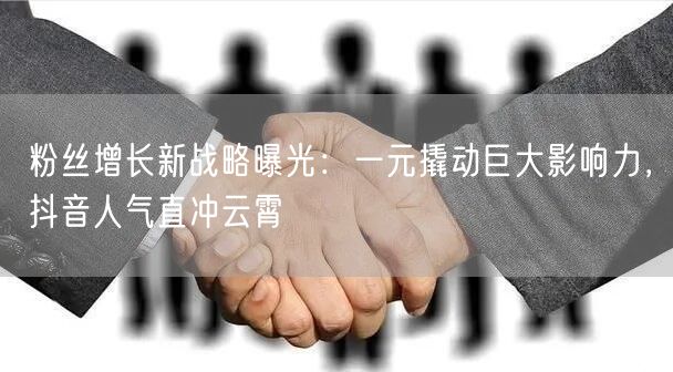 粉丝增长新战略曝光：一元撬动巨大影响力，抖音人气直冲云霄