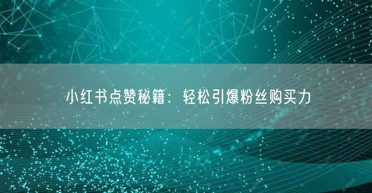 小红书点赞秘籍：轻松引爆粉丝购买力
