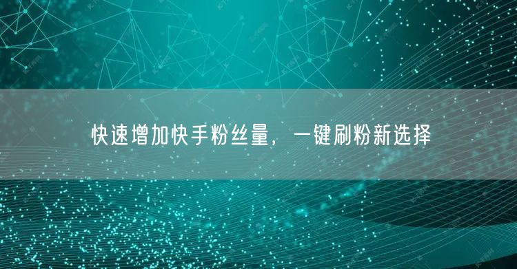快速增加快手粉丝量，一键刷粉新选择