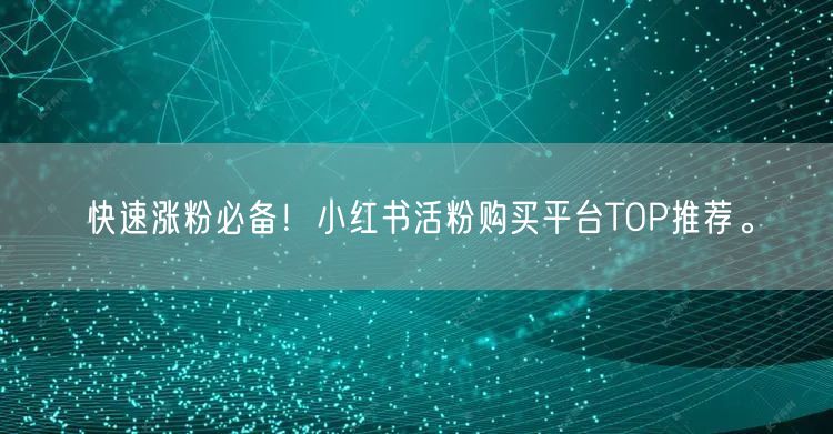 快速涨粉必备！小红书活粉购买平台TOP推荐。