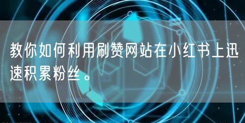 教你如何利用刷赞网站在小红书上迅速积累粉丝。