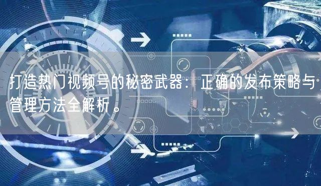 打造热门视频号的秘密武器：正确的发布策略
